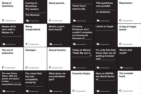 all cards against humanity|cards against humanity list of.